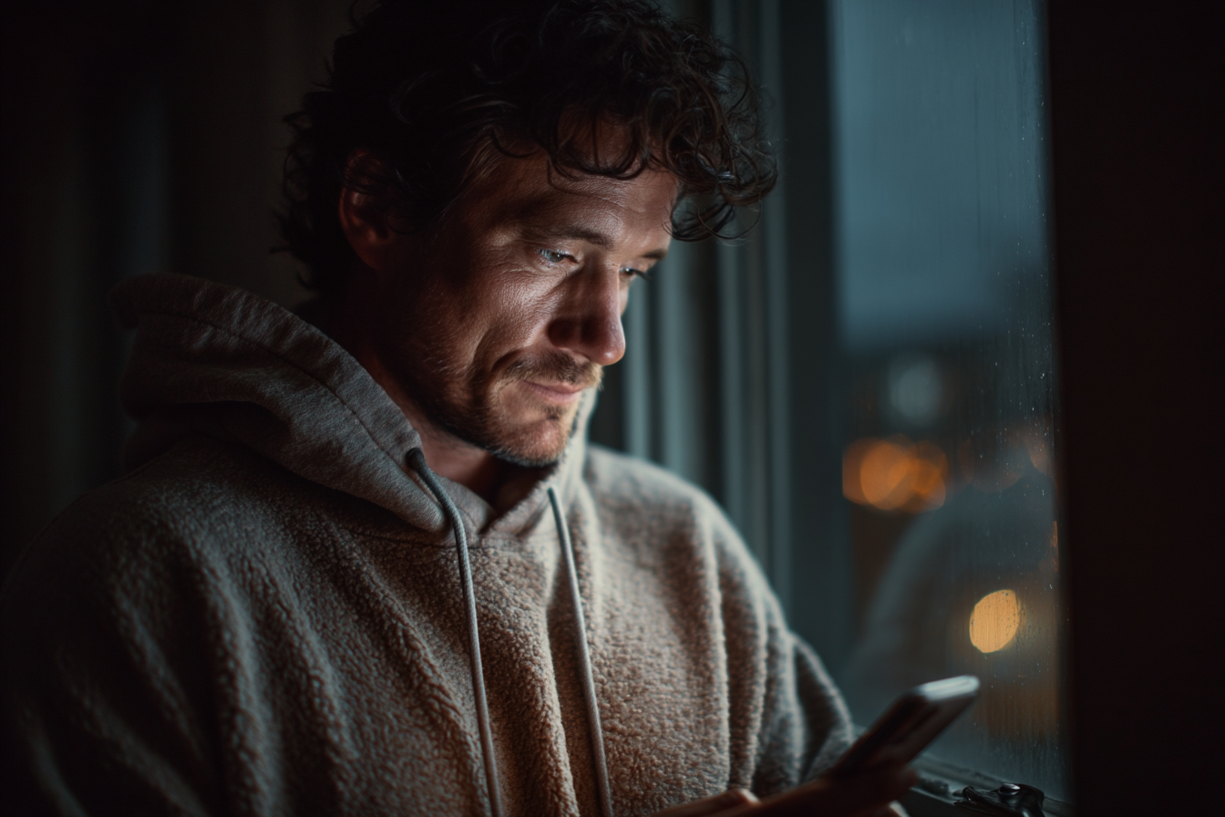 Ein Mann benutzt das Telefon seiner Frau | Quelle: Midjourney