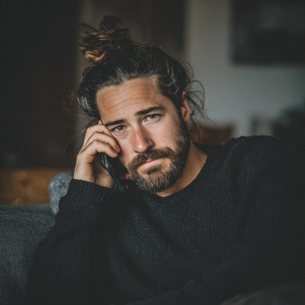 Ein besorgter Mann spricht am Telefon | Quelle: Midjourney
