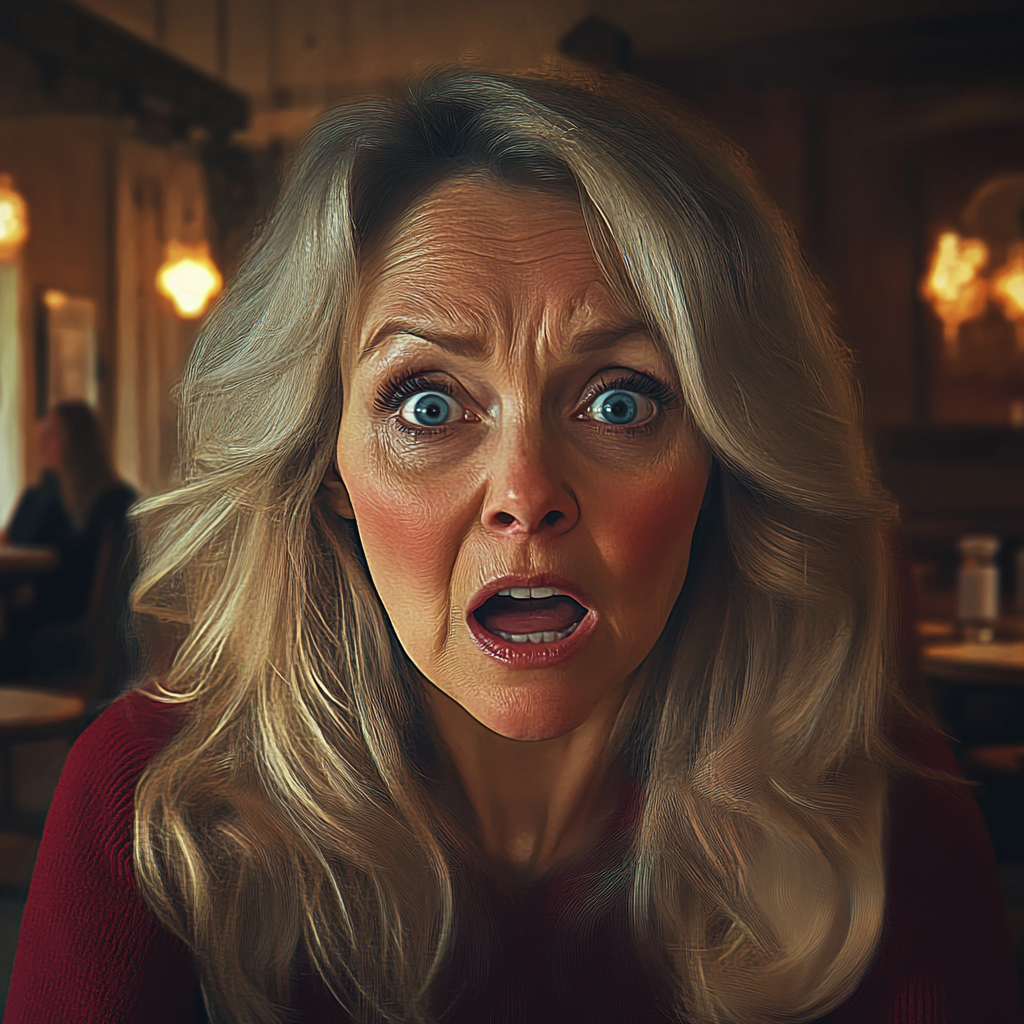 Eine schockierte ältere Frau | Quelle: Midjourney