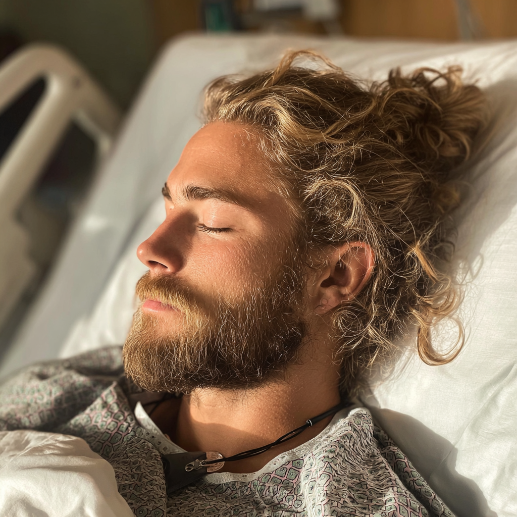 Ein Mann, der in einem Krankenhausbett liegt | Quelle: Midjourney