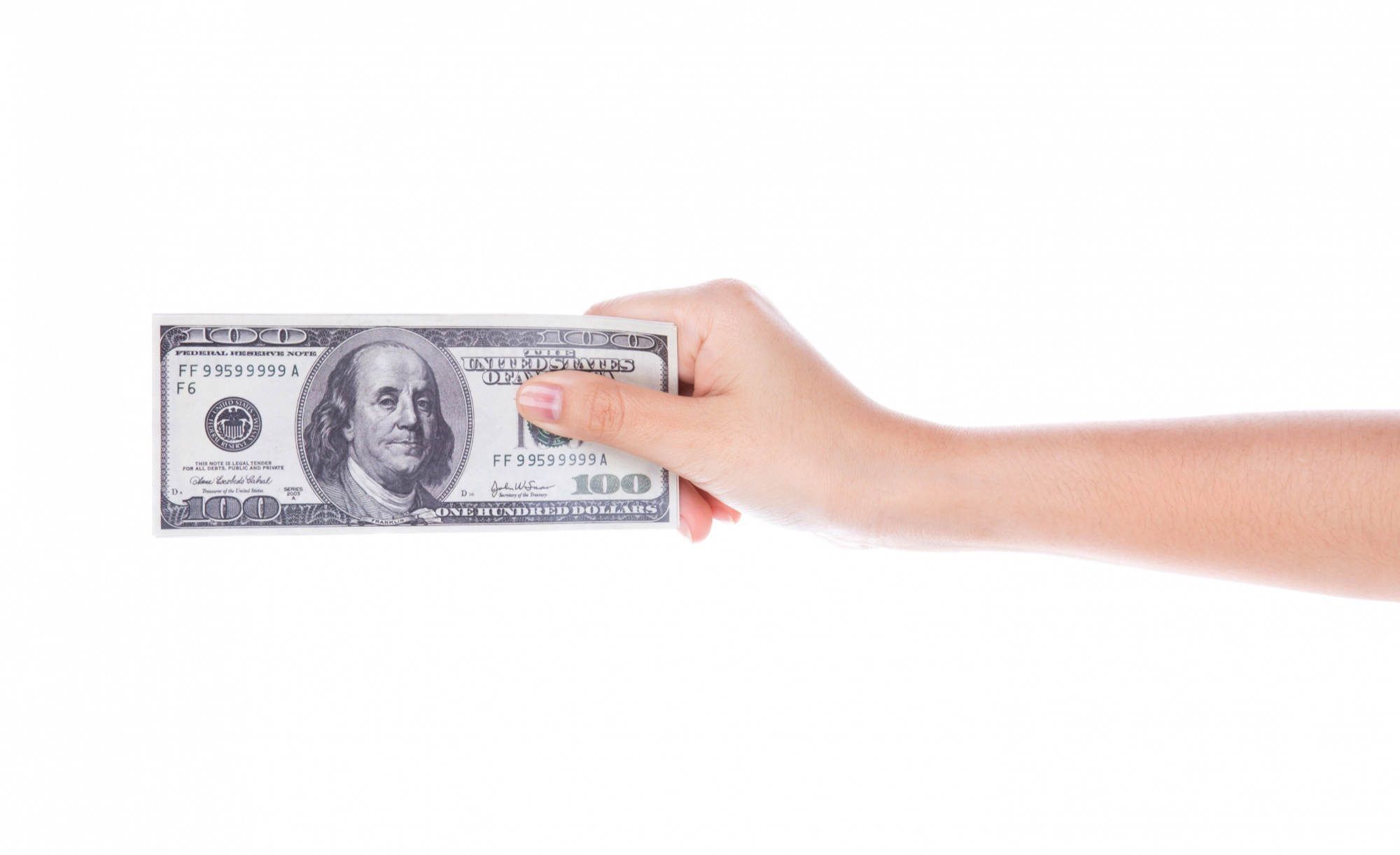 Eine Frau hält eine Dollar-Banknote | Quelle: Freepik