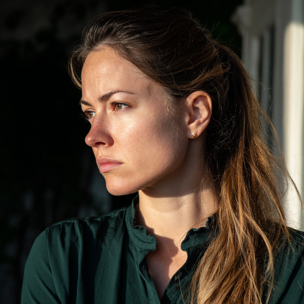 Eine verärgerte Frau, die draußen steht | Quelle: Midjourney