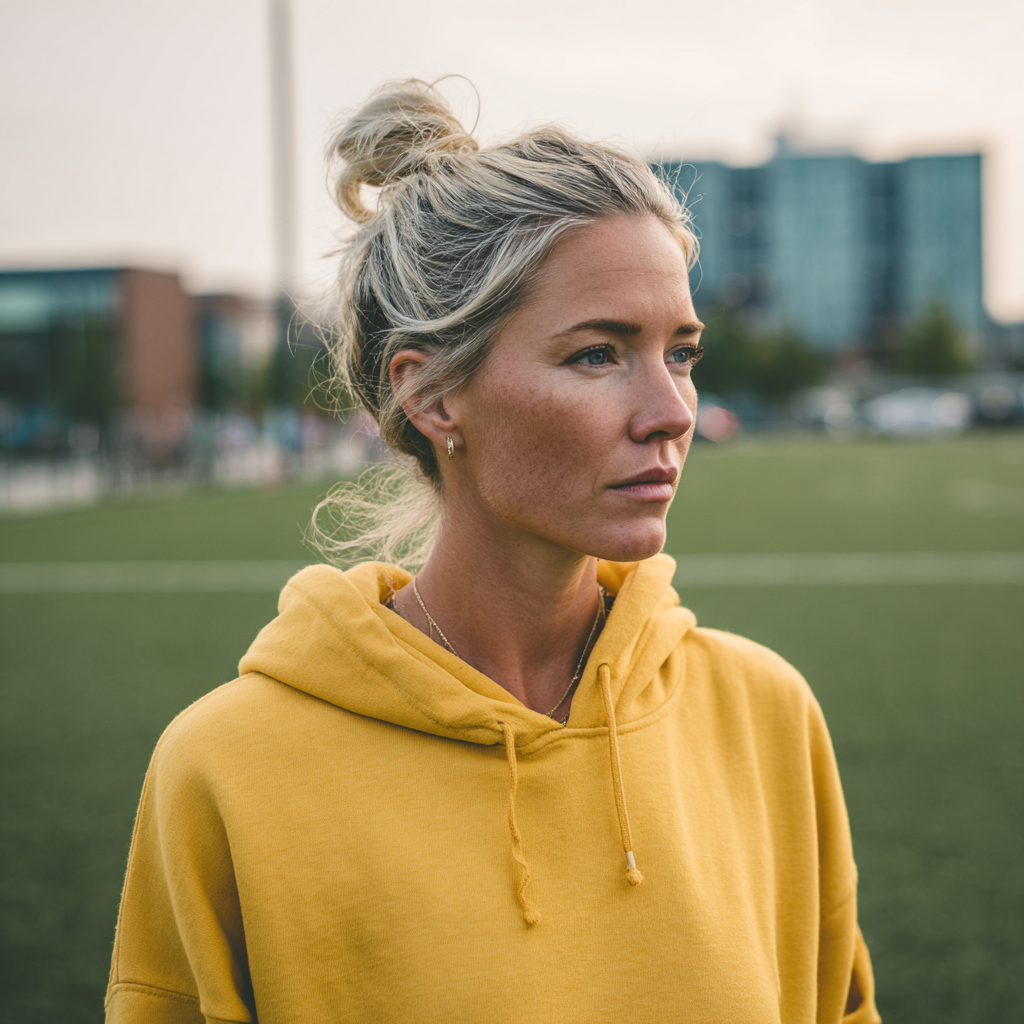 Eine besorgte Frau, die einen gelben Kapuzenpulli trägt | Quelle: Midjourney
