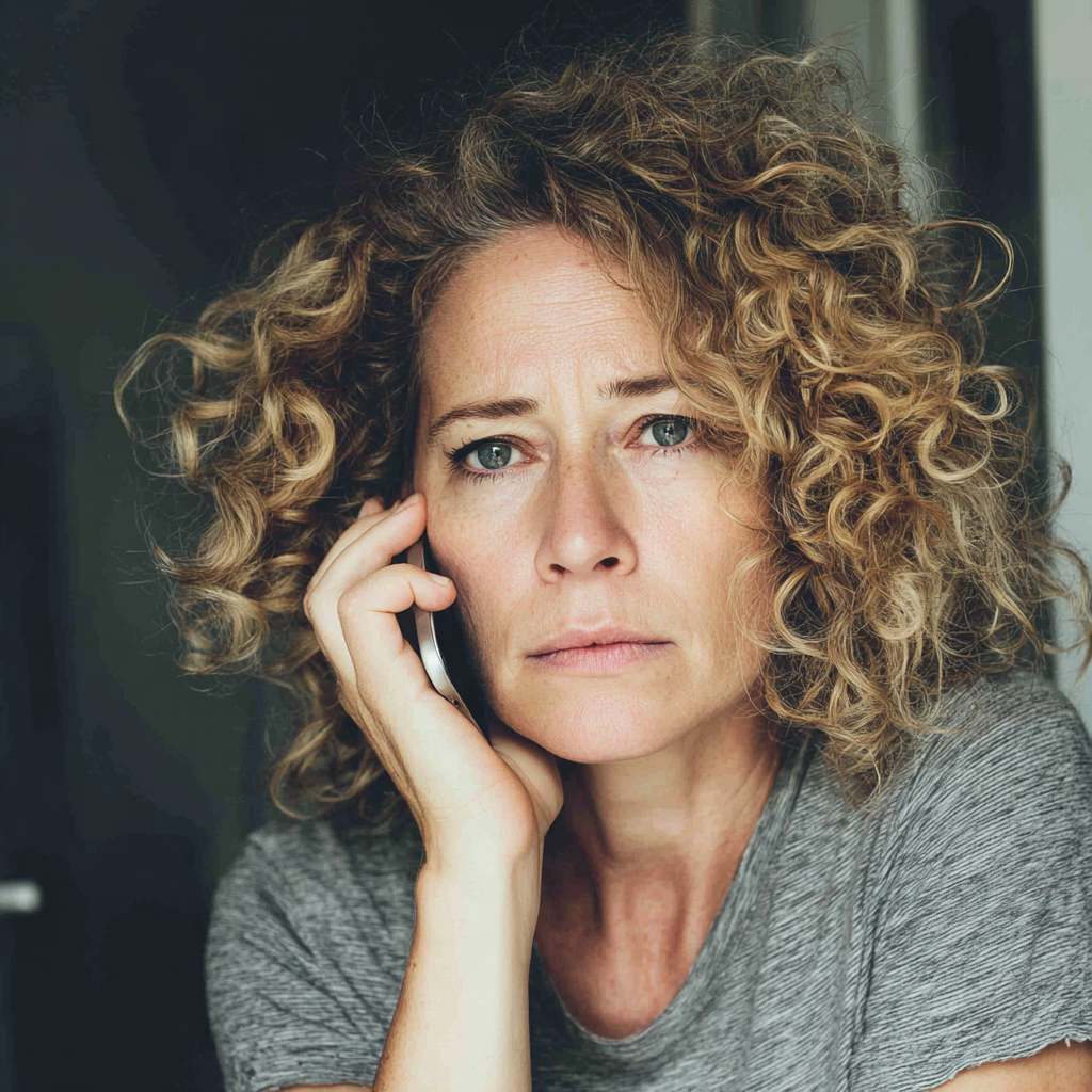 Eine aufgebrachte Frau am Telefon | Quelle: Midjourney
