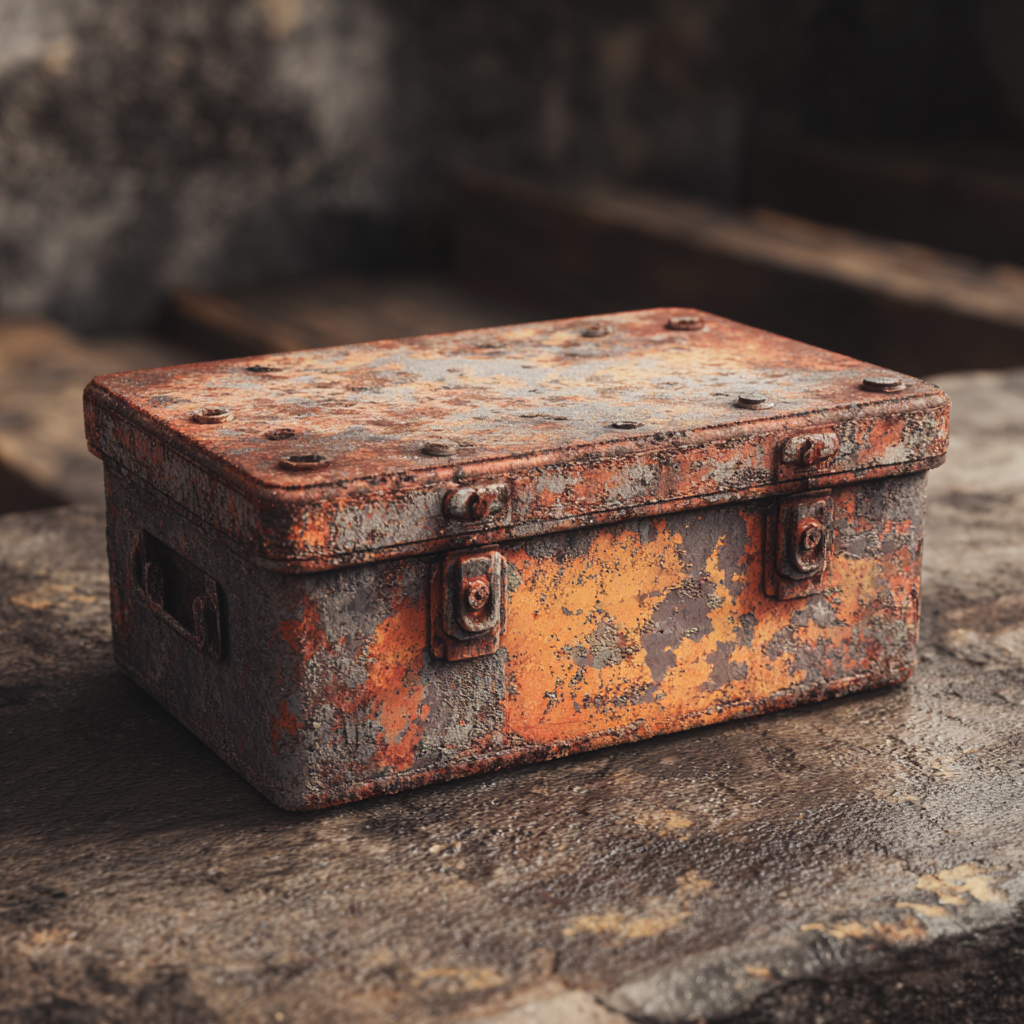 Eine rostige Metallkiste | Quelle: Midjourney