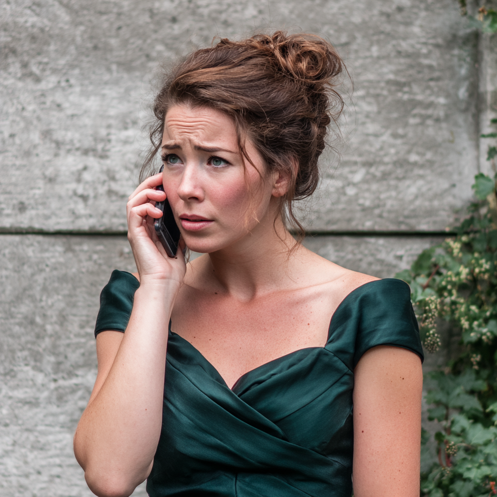 Eine besorgte Frau, die mit einem Handy telefoniert | Quelle: Midjourney