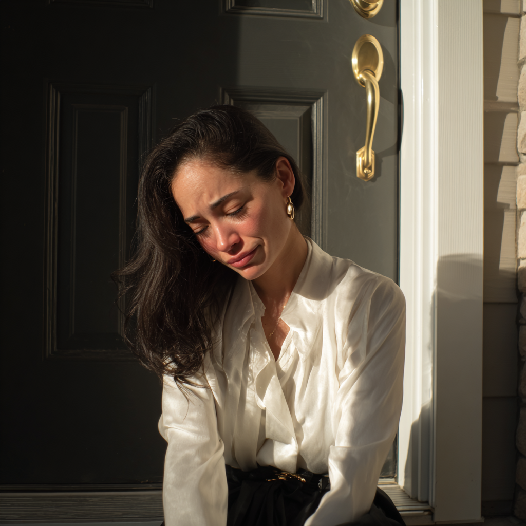 Eine aufgebrachte Frau, die auf dem Boden kniet | Quelle: Midjourney