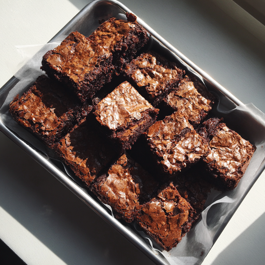 Ein Tablett mit Schokoladenbrownies | Quelle: Midjourney