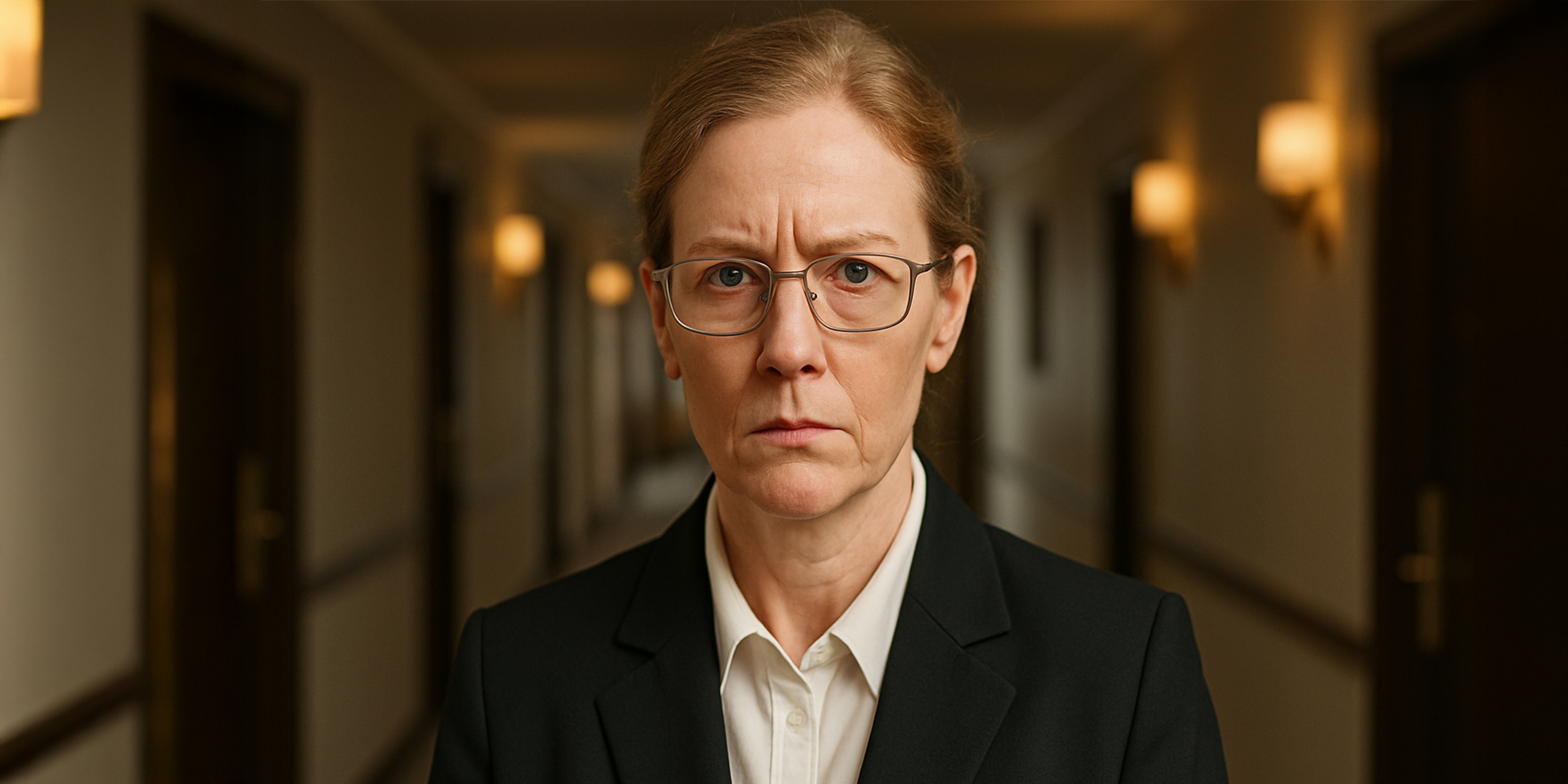 Eine Frau im Anzug mit Brille | Quelle: Sora