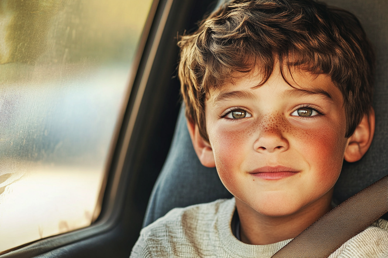 Ein Junge sitzt in einem Auto | Quelle: Midjourney