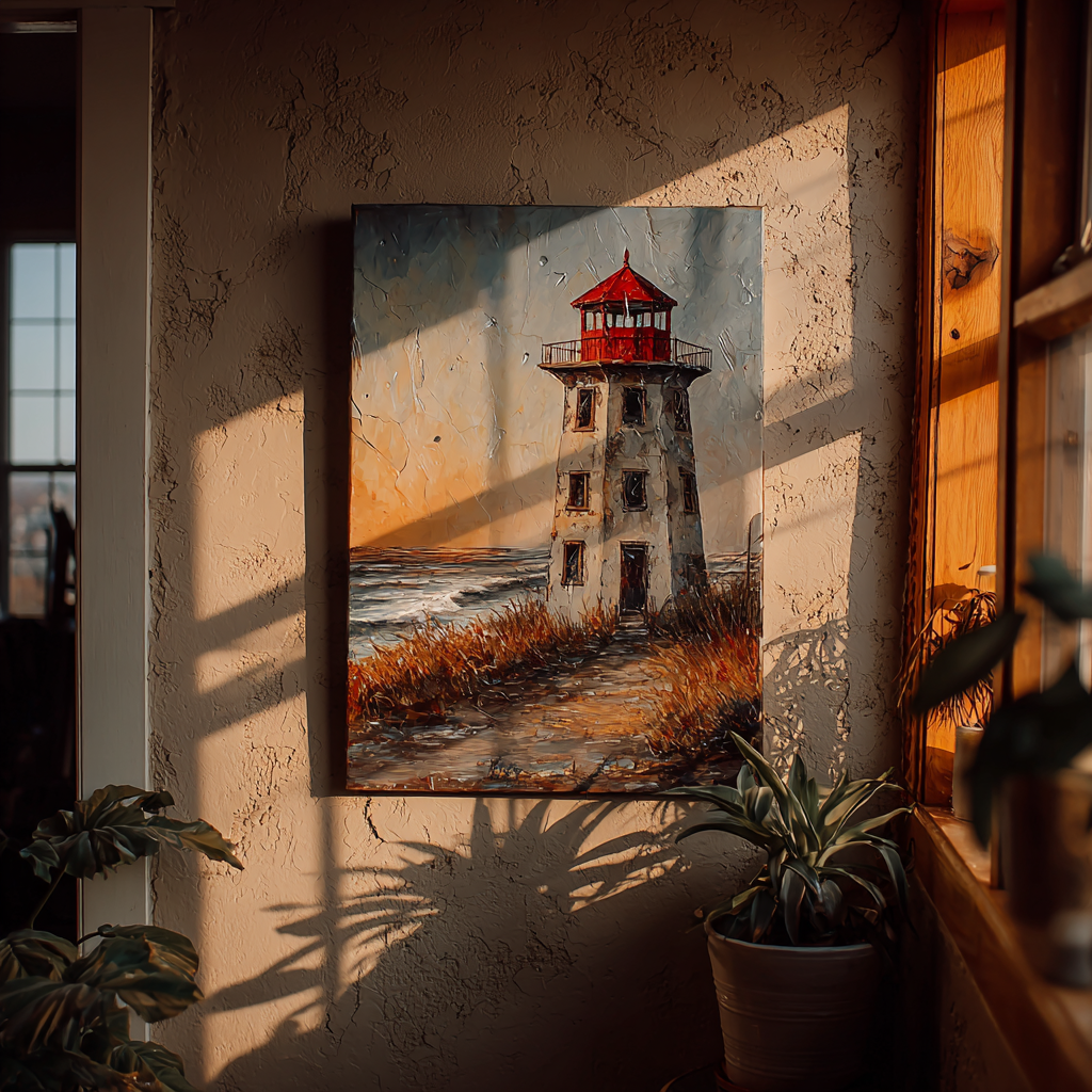 Ein Gemälde von einem Leuchtturm | Quelle: Midjourney