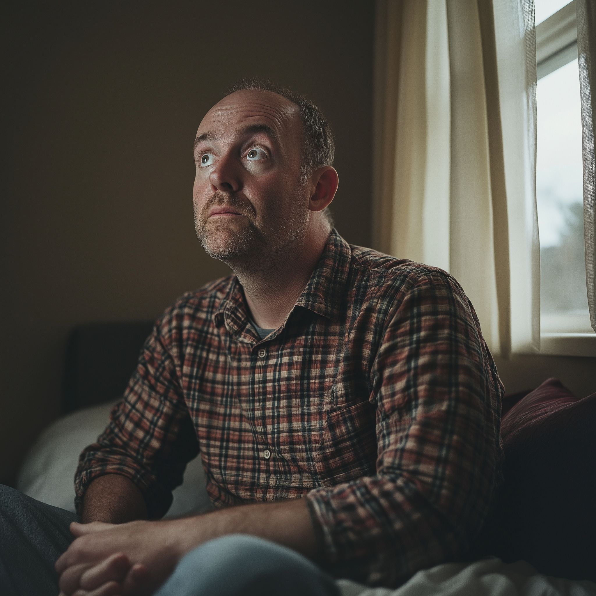 Ein düsterer Mann sitzt allein in seinem Zimmer | Quelle: Midjourney