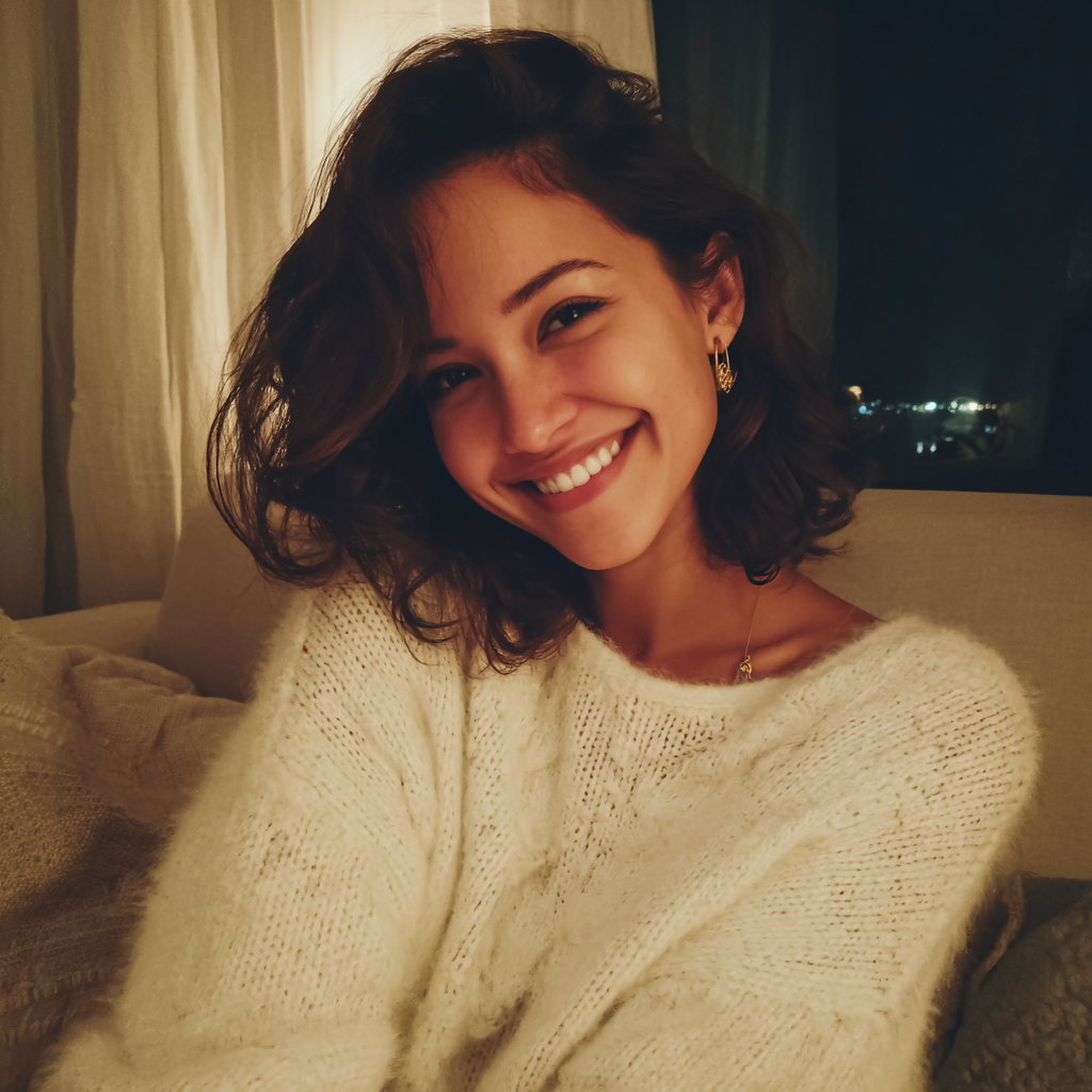 Eine Nahaufnahme einer lächelnden Frau | Quelle: Midjourney