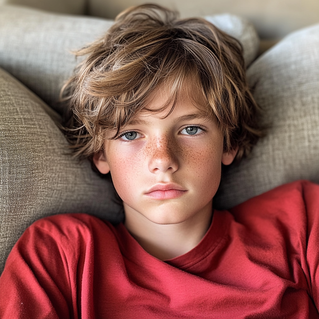 Ein Jugendlicher sitzt auf einer Couch | Quelle: Midjourney