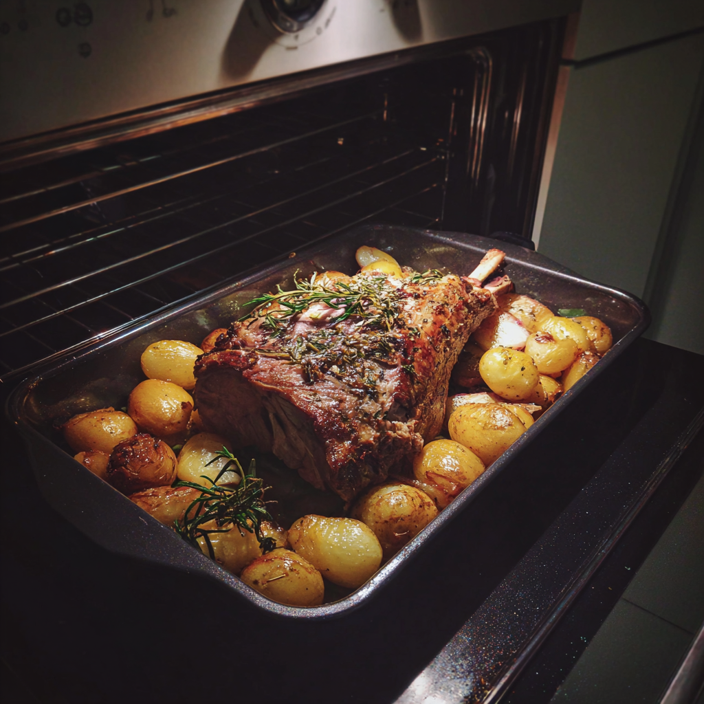 Ein Tablett mit Lammbraten | Quelle: Midjourney