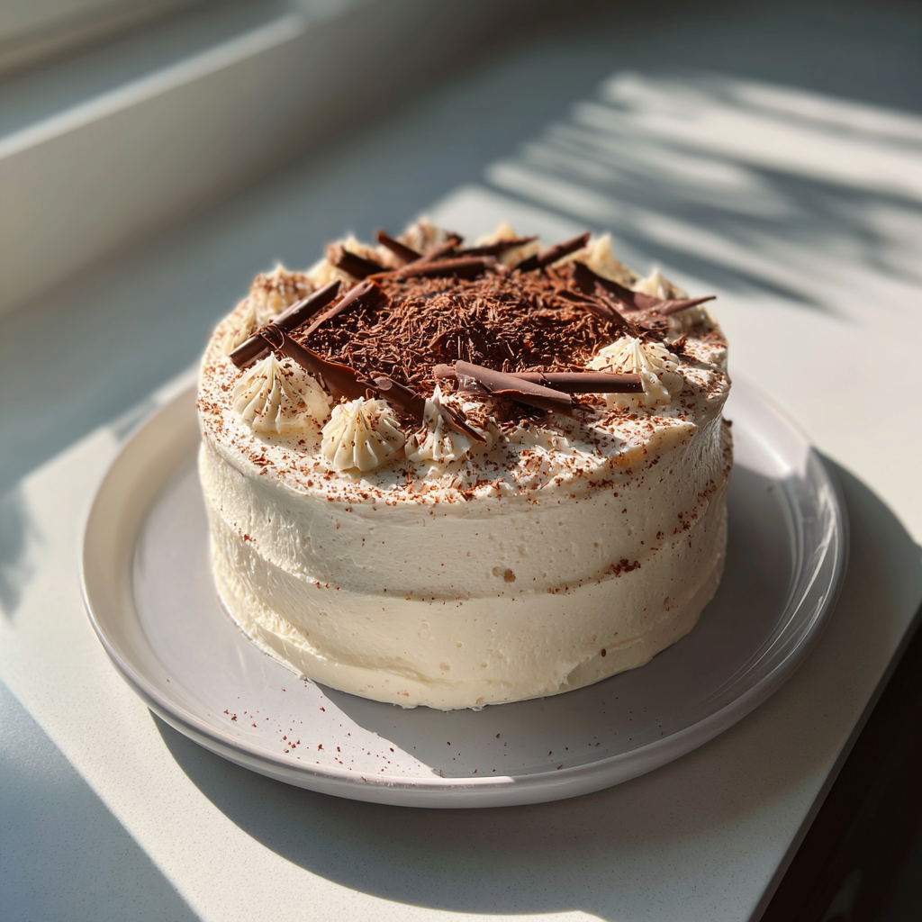 Ein Vanillekuchen auf einem Tablett | Quelle: Midjourney