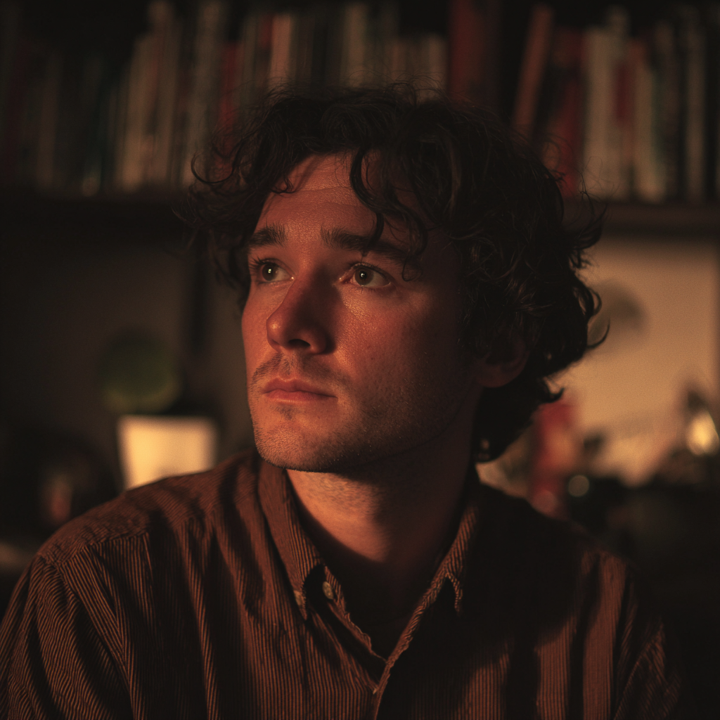 Ein nachdenklicher Mann in einem Leinenhemd | Quelle: Midjourney