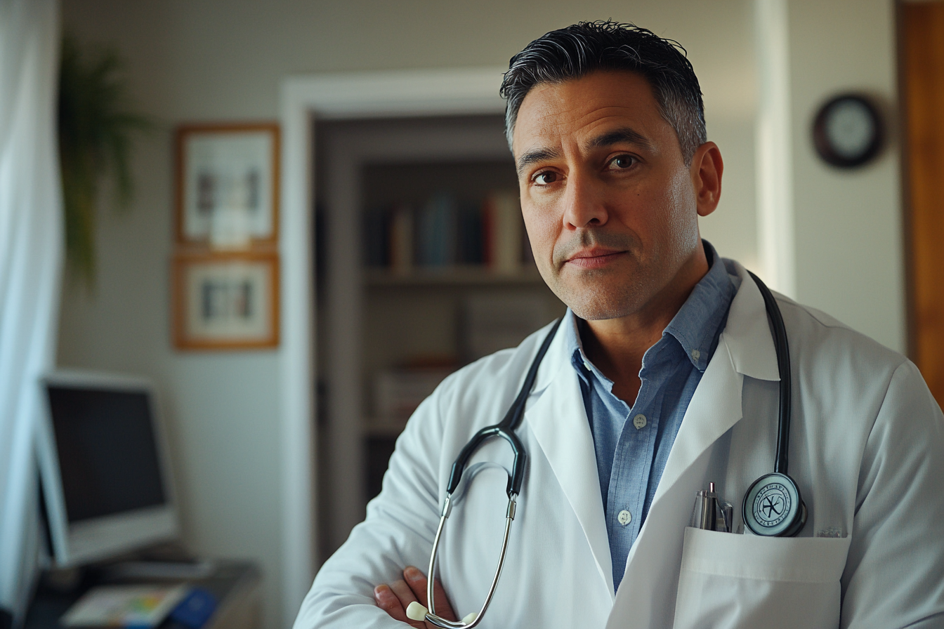 Ein stolzer und erfolgreicher Arzt, der selbstbewusst auftritt | Quelle: Midjourney