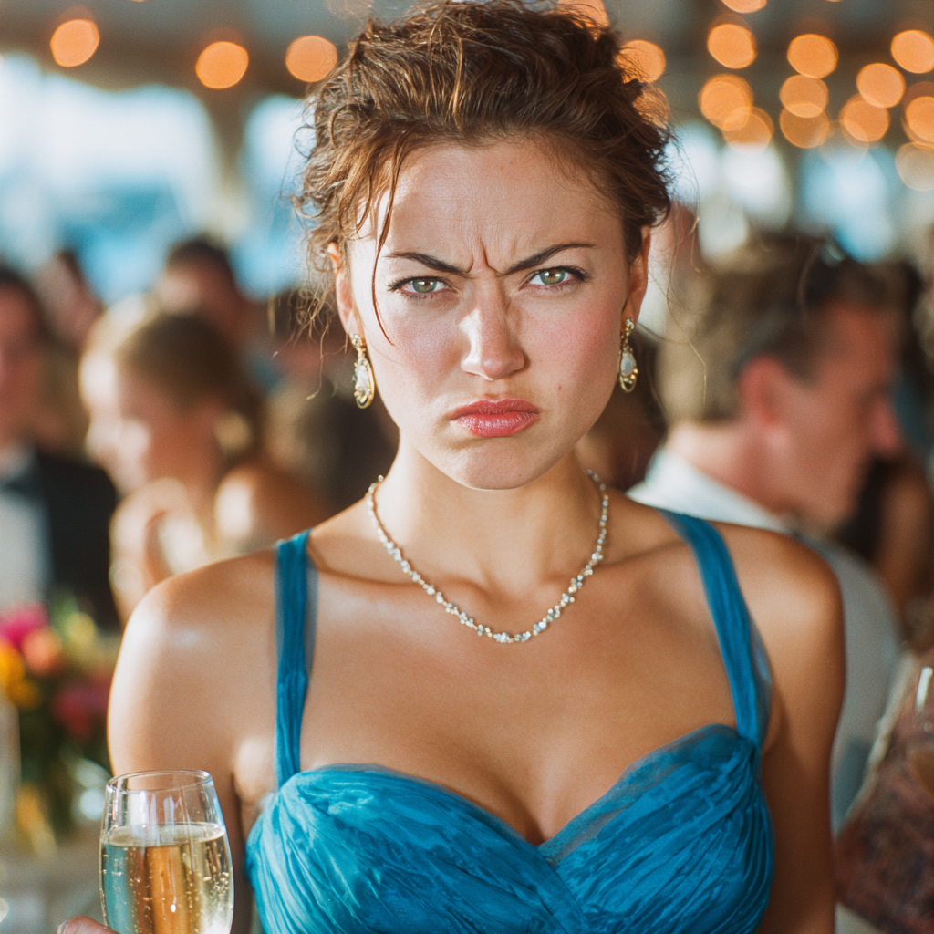 Eine wütende Frau bei einer Hochzeit | Quelle: Midjourney