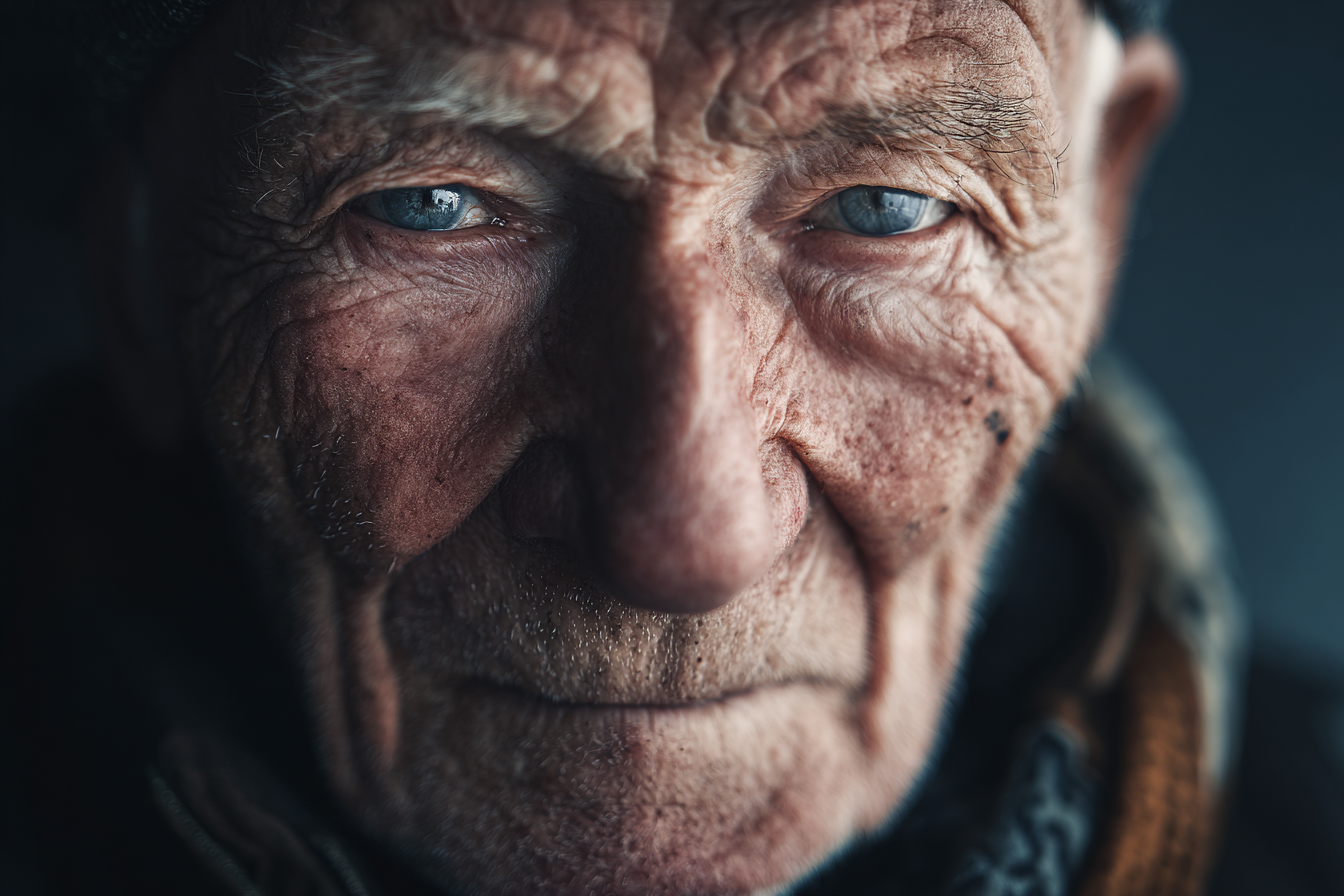 Eine Nahaufnahme des Gesichts eines älteren Mannes | Quelle: Midjourney