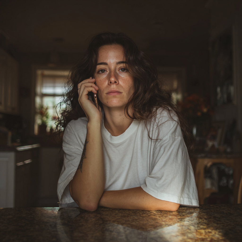 Eine Frau, die mit einem Handy telefoniert | Quelle: Midjourney