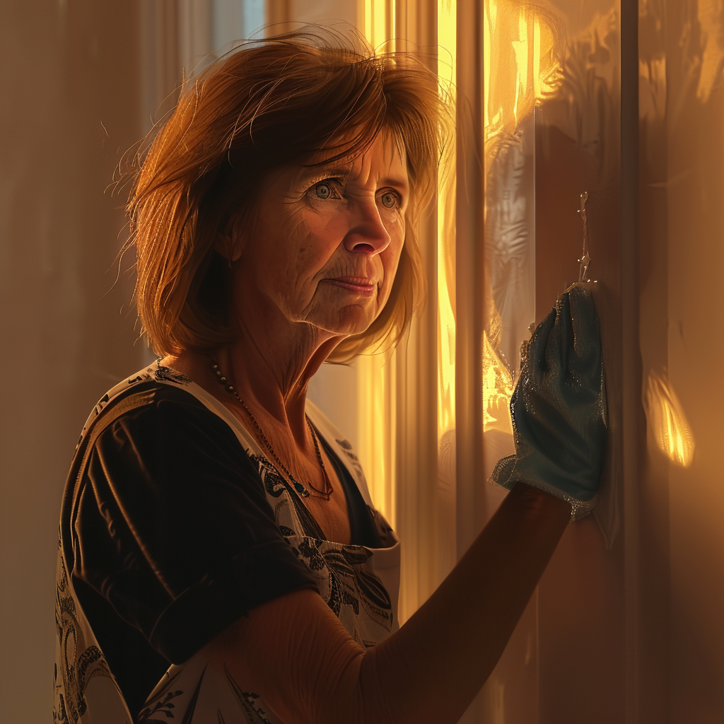 Frau putzt eine Wand | Quelle: Midjourney