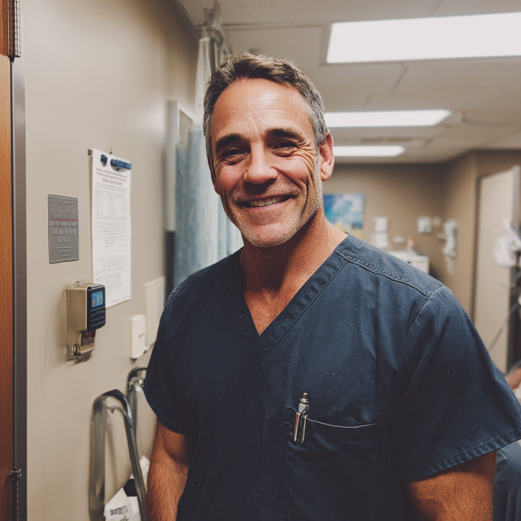 Ein lächelnder Arzt im Kittel | Quelle: Midjourney