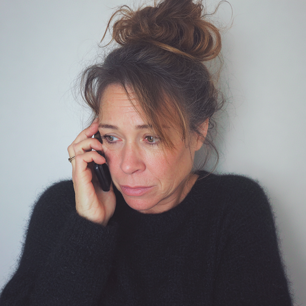 Eine ältere Frau spricht am Telefon | Quelle: Midjourney