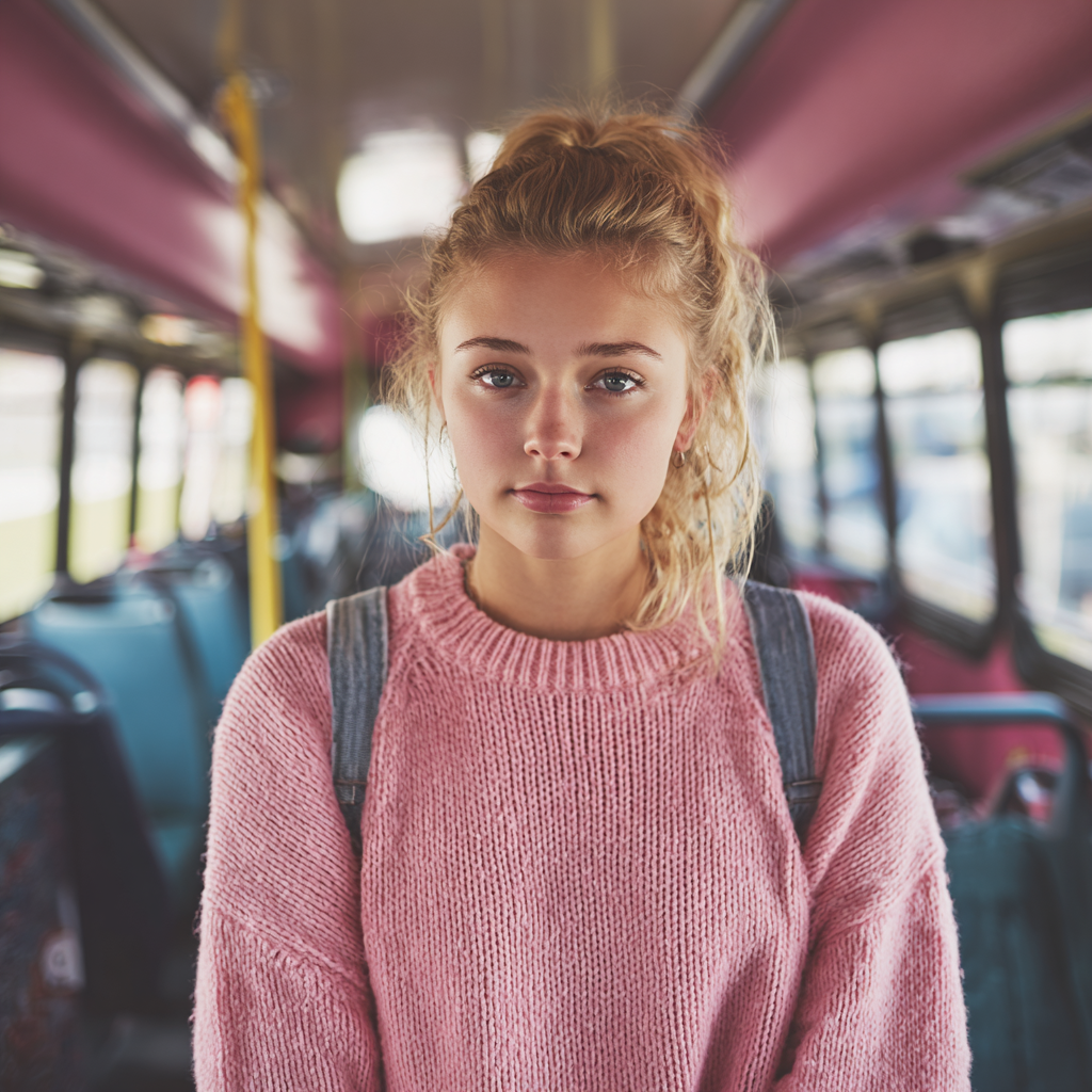 Ein lächelndes Teenager-Mädchen, das einen rosa Pullover trägt | Quelle: Midjourney
