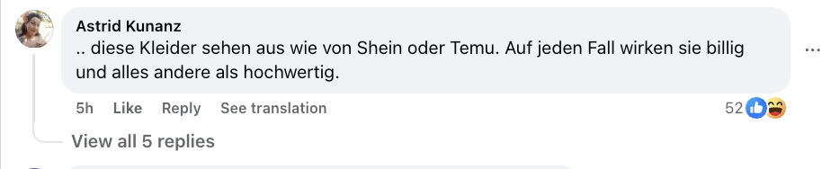 Kommentar auf Social Media | Quelle: Facebook/Vogue Germany