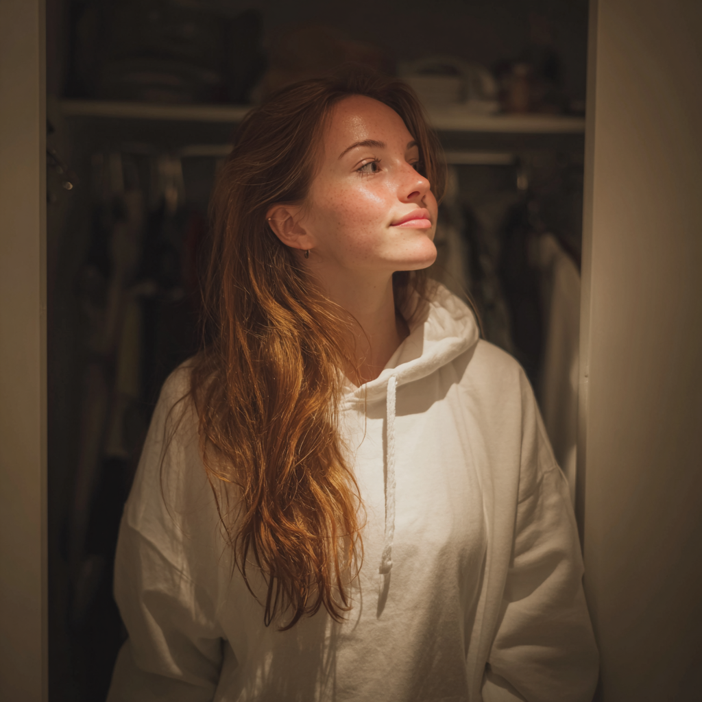 Eine Frau steht vor einem Schrank | Quelle: Midjourney