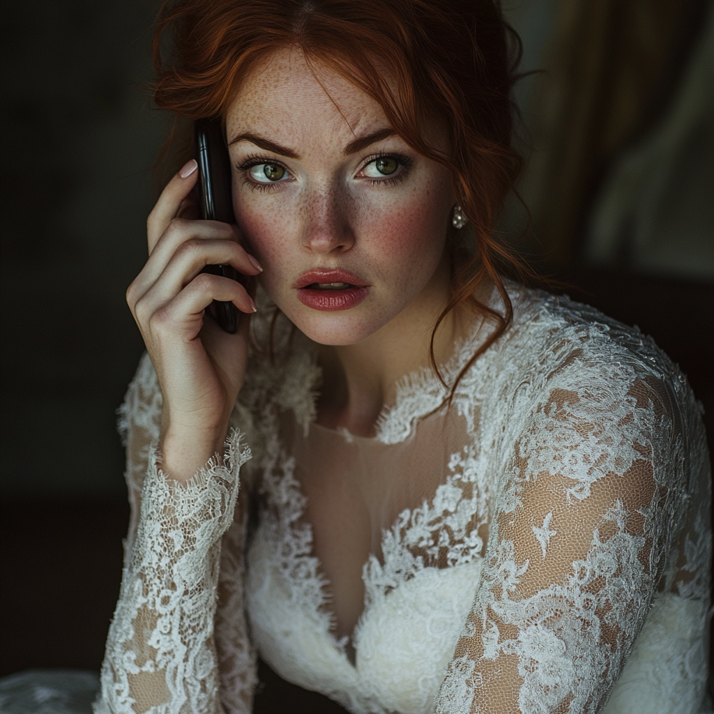 Eine Braut am Telefon | Quelle: Midjourney
