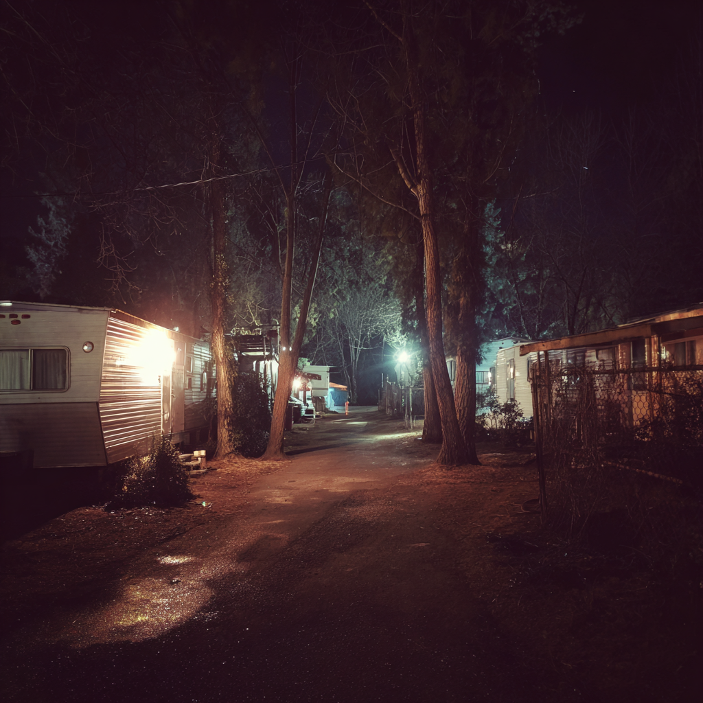 Ein Wohnwagenpark bei Nacht | Quelle: Midjourney