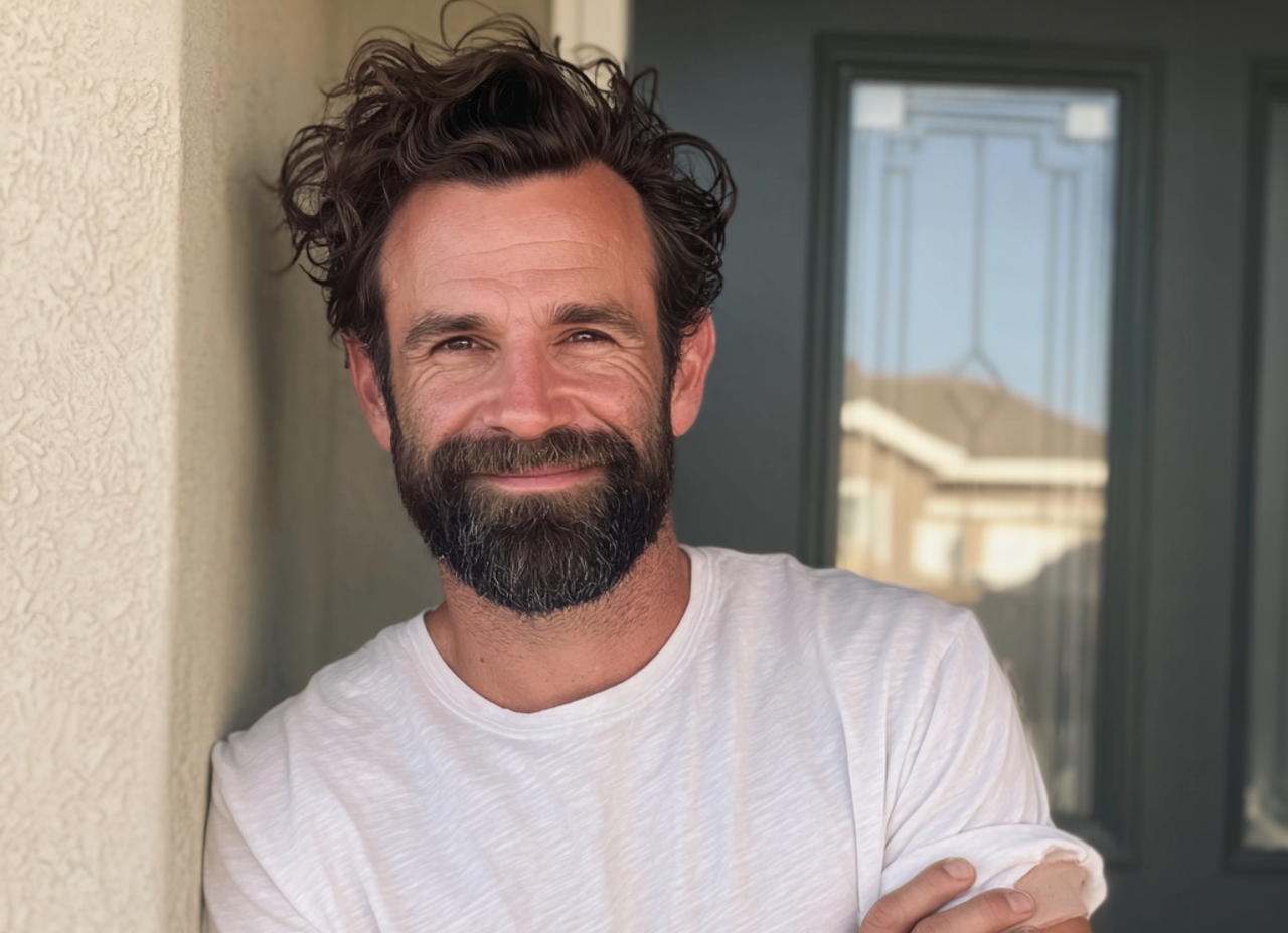 Ein lächelnder Mann mit einem weißen T-Shirt | Quelle: Midjourney