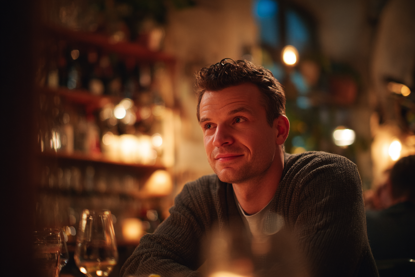 Ein Mann sitzt in einem Restaurant | Quelle: Midjourney