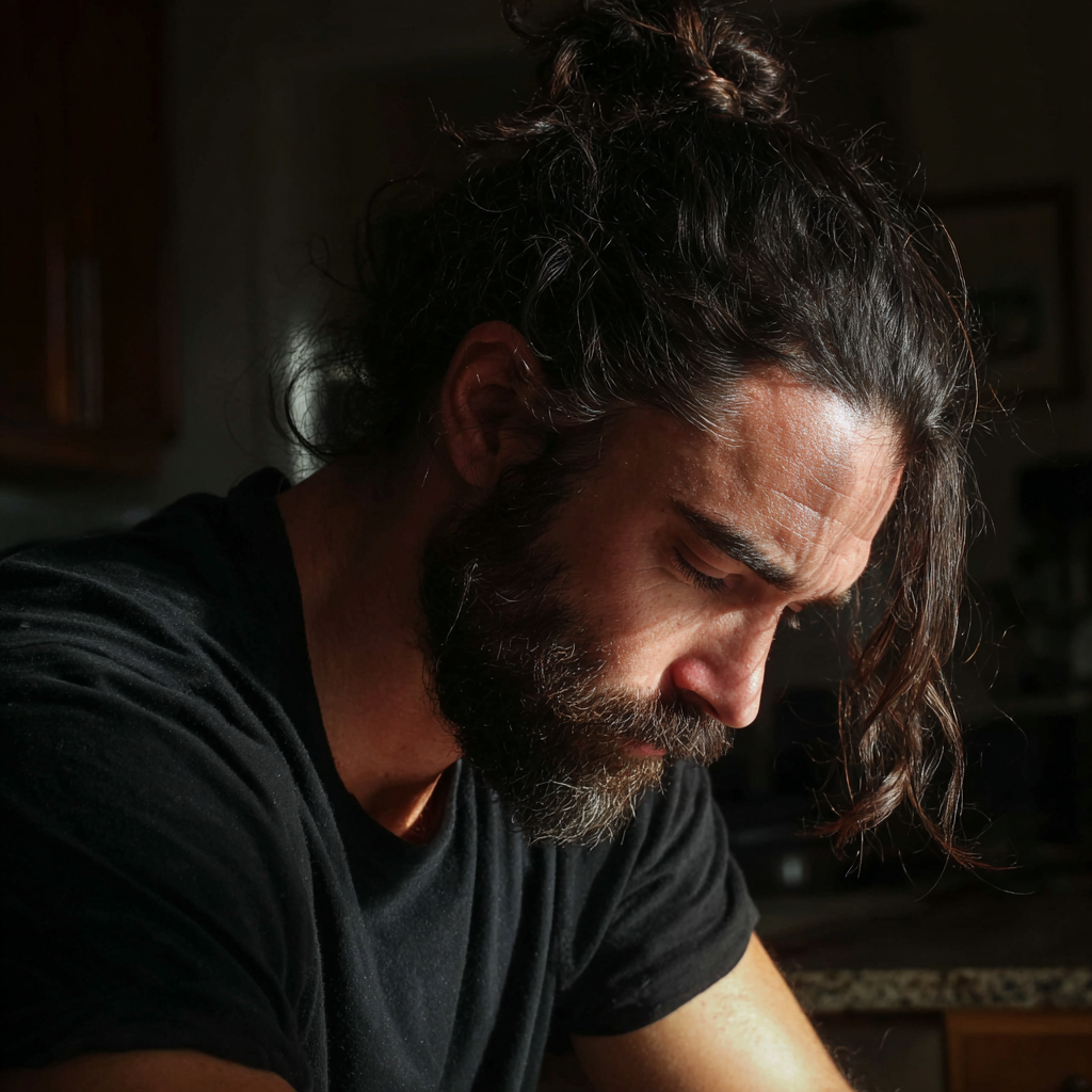 Eine Nahaufnahme eines emotionalen Mannes | Quelle: Midjourney