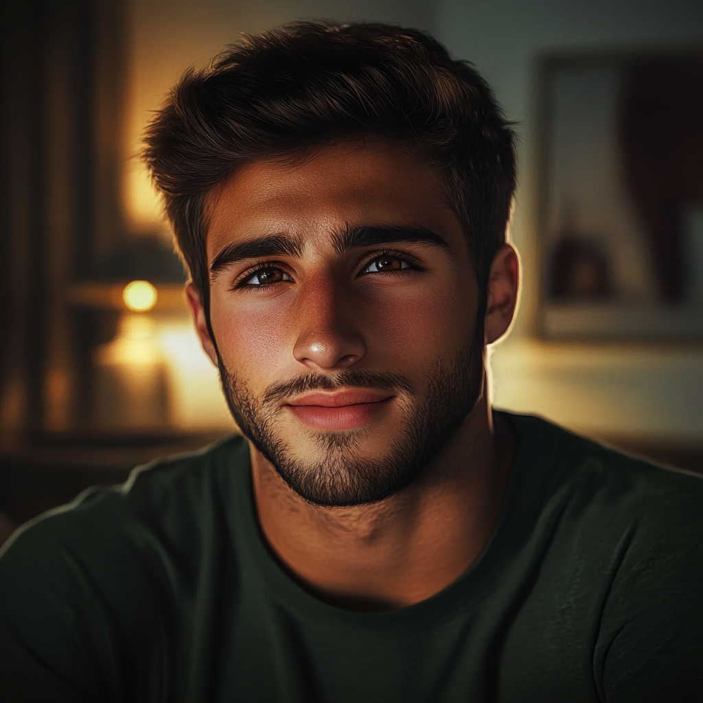 Ein emotionaler Mann, der lächelt | Quelle: Midjourney