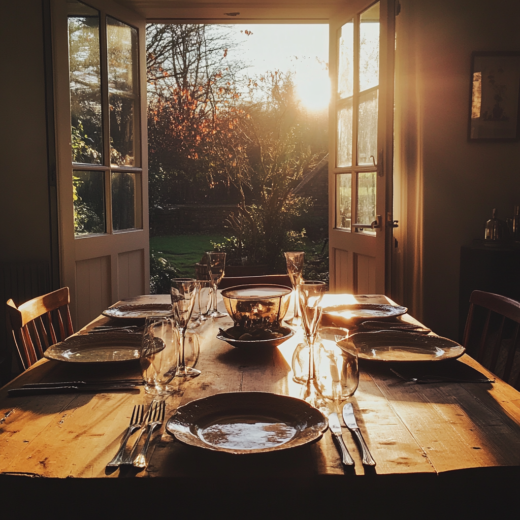 Ein für das Abendessen gedeckter Tisch | Quelle: Midjourney