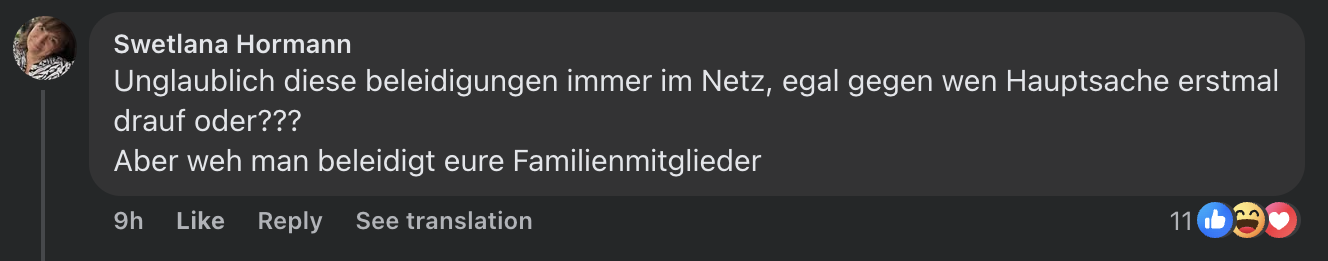 Kommentar aus Social Media | Quelle: Facebook
