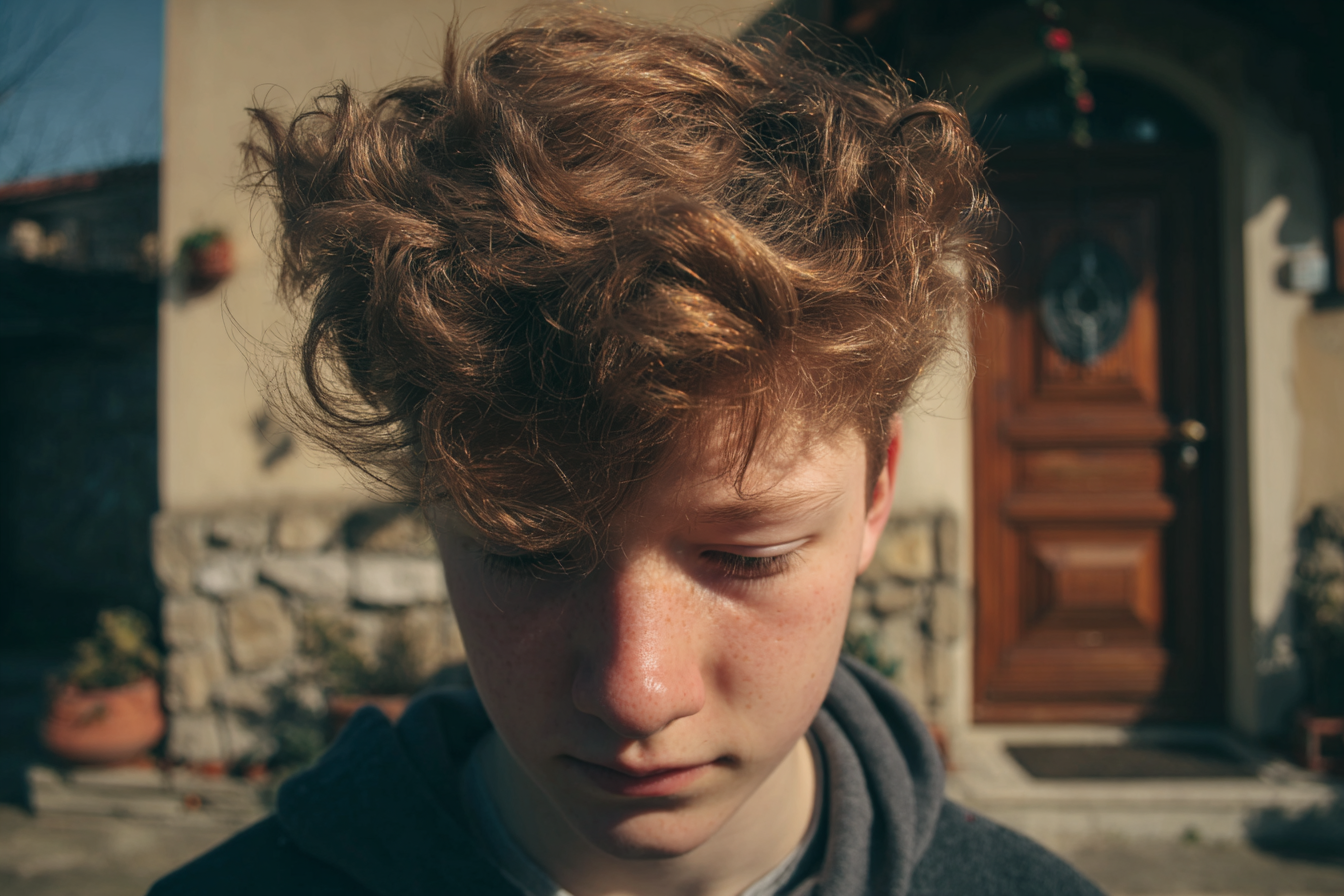 Ein Junge schaut nach unten | Quelle: Midjourney