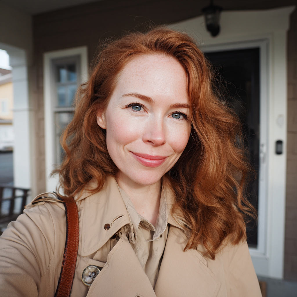 Eine Frau, die auf einer Veranda steht | Quelle: Midjourney