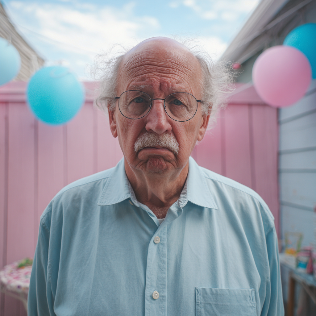 Ein stirnrunzelnder alter Mann, der draußen steht | Quelle: Midjourney