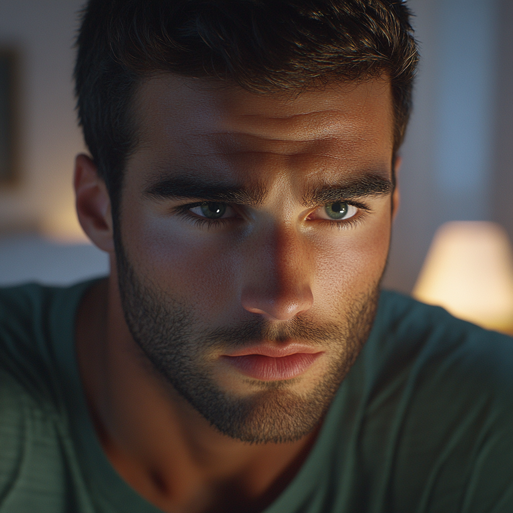 Porträt eines nervösen Mannes in Nahaufnahme | Quelle: Midjourney