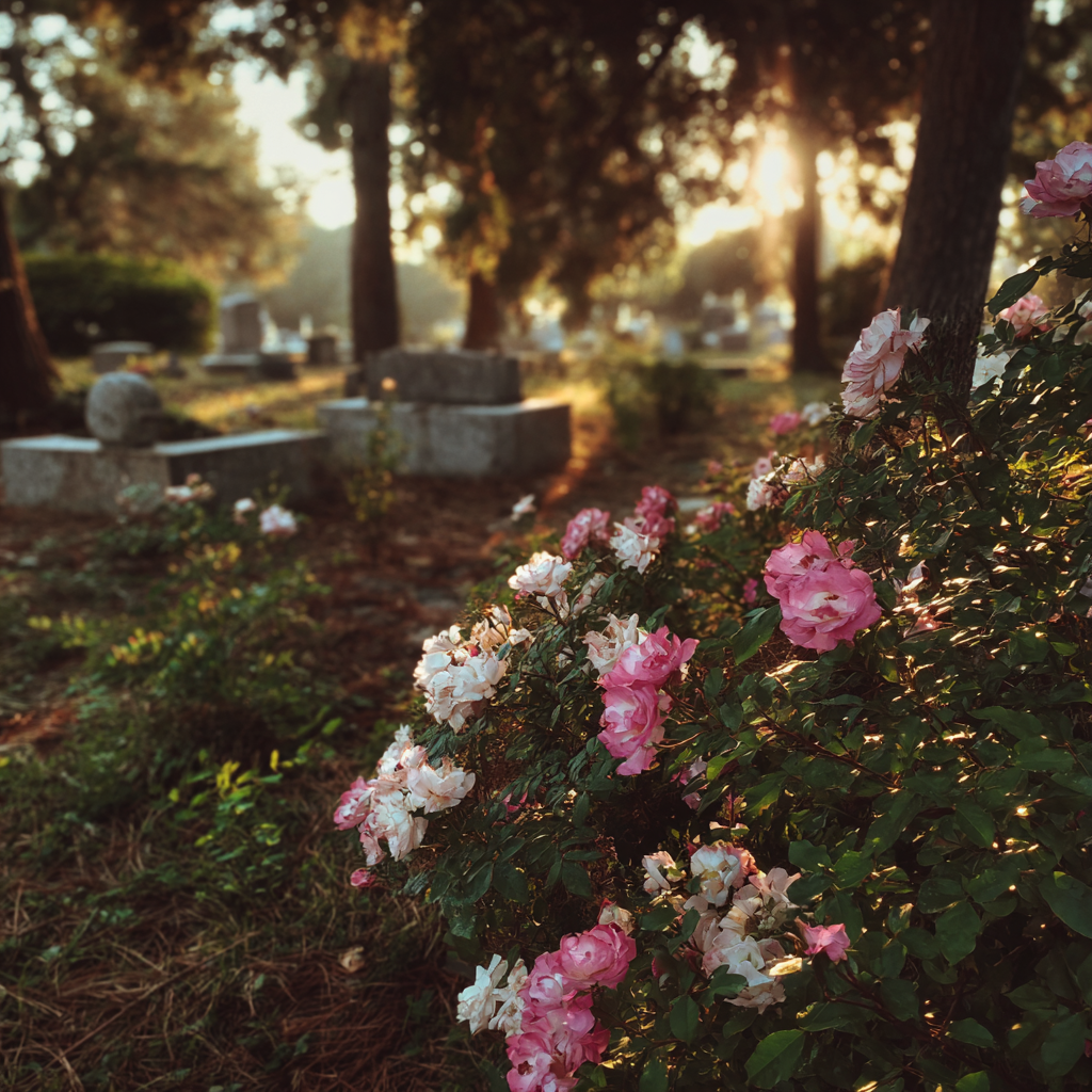 Blumen auf einem Friedhof | Quelle: Midjourney