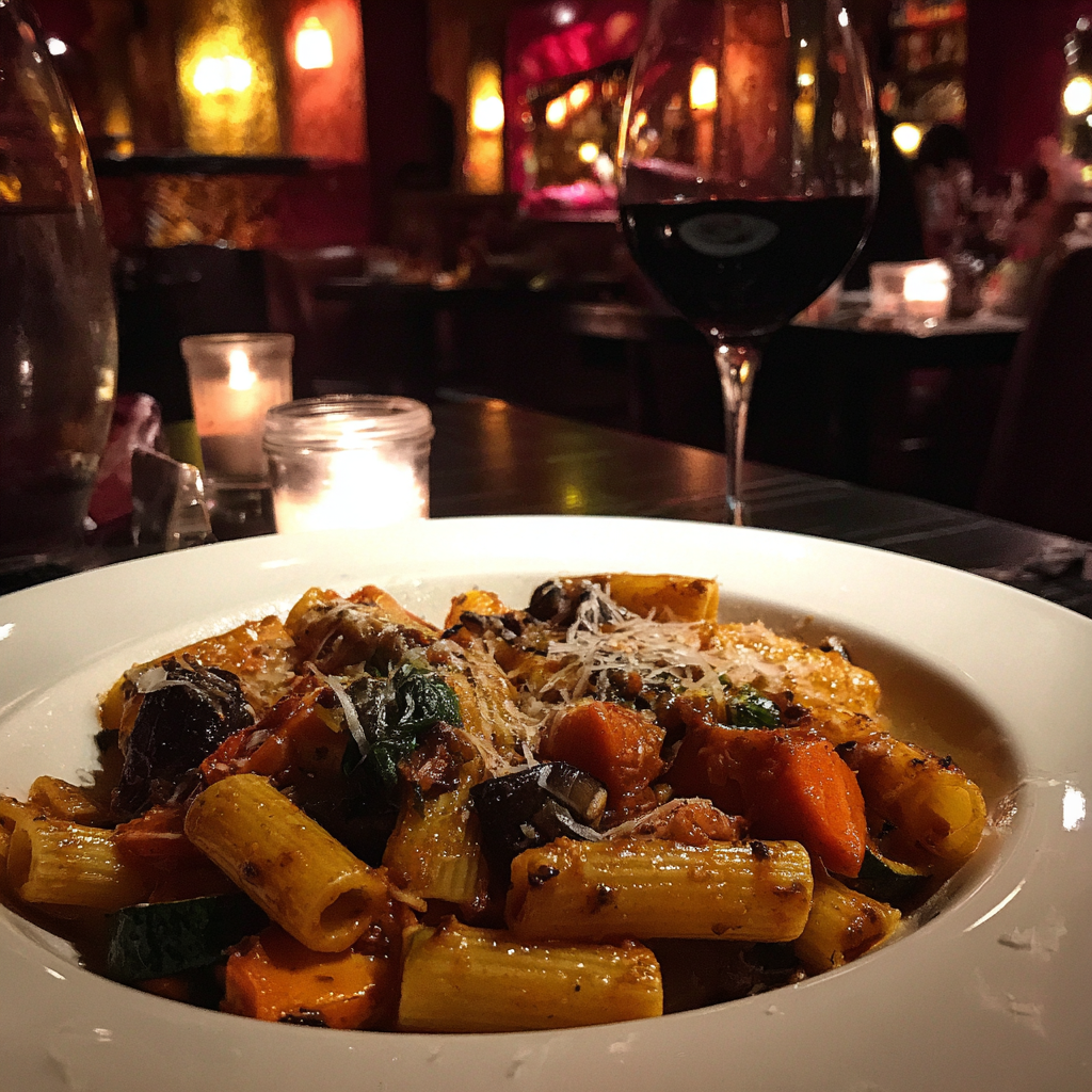 Ein Teller Pasta in einem Restaurant | Quelle: Midjourney
