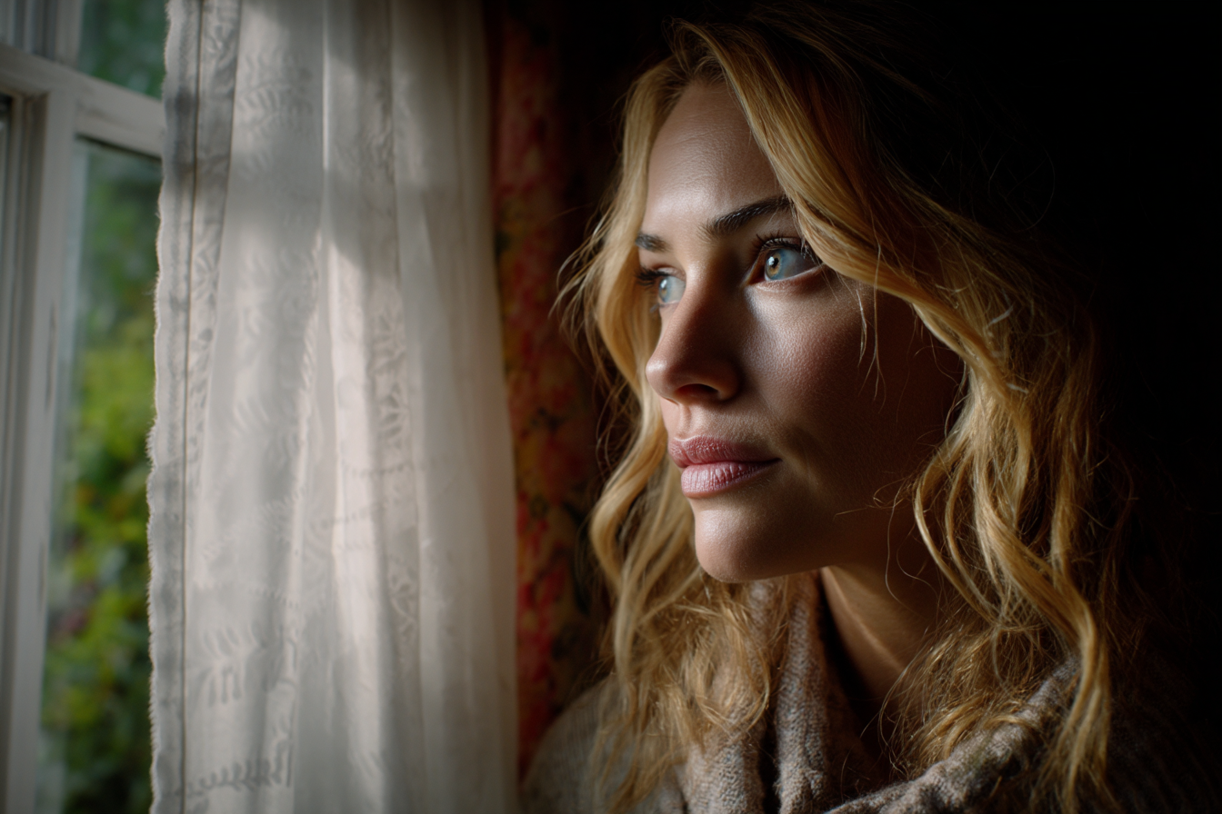 Eine Frau schaut aus dem Fenster | Quelle: Midjourney