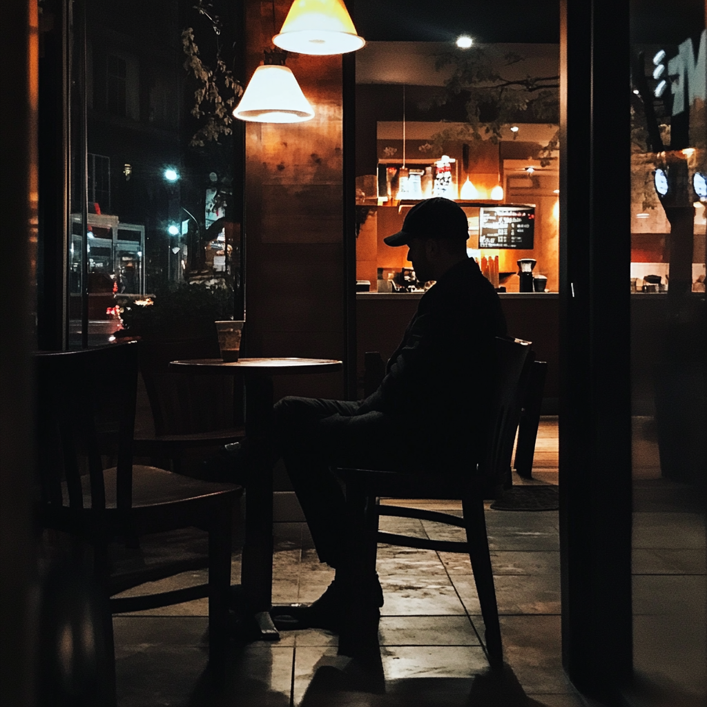 Ein Mann sitzt in einem Café | Quelle: Midjourney