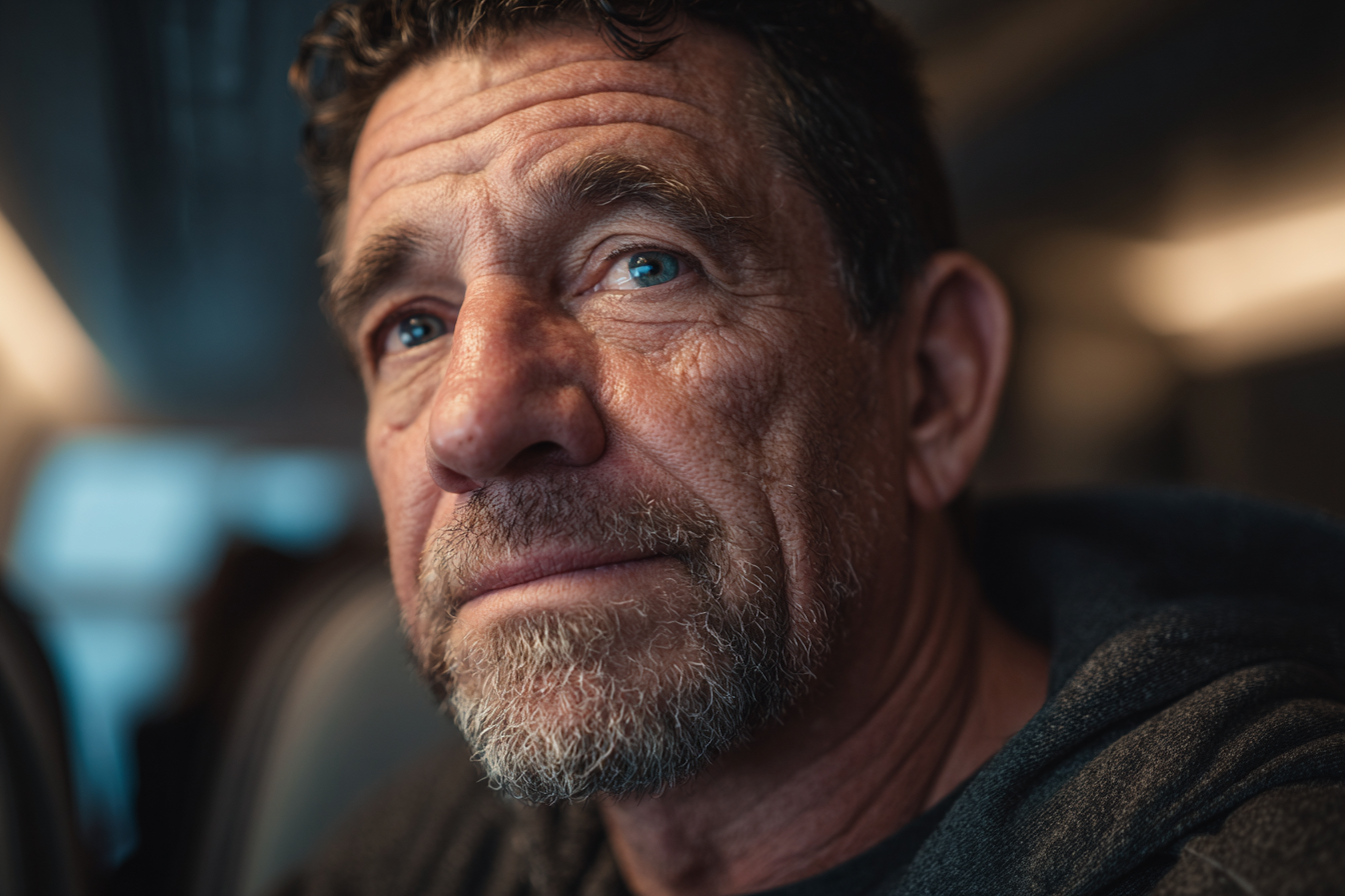 Eine Nahaufnahme des Gesichts eines Mannes | Quelle: Midjourney