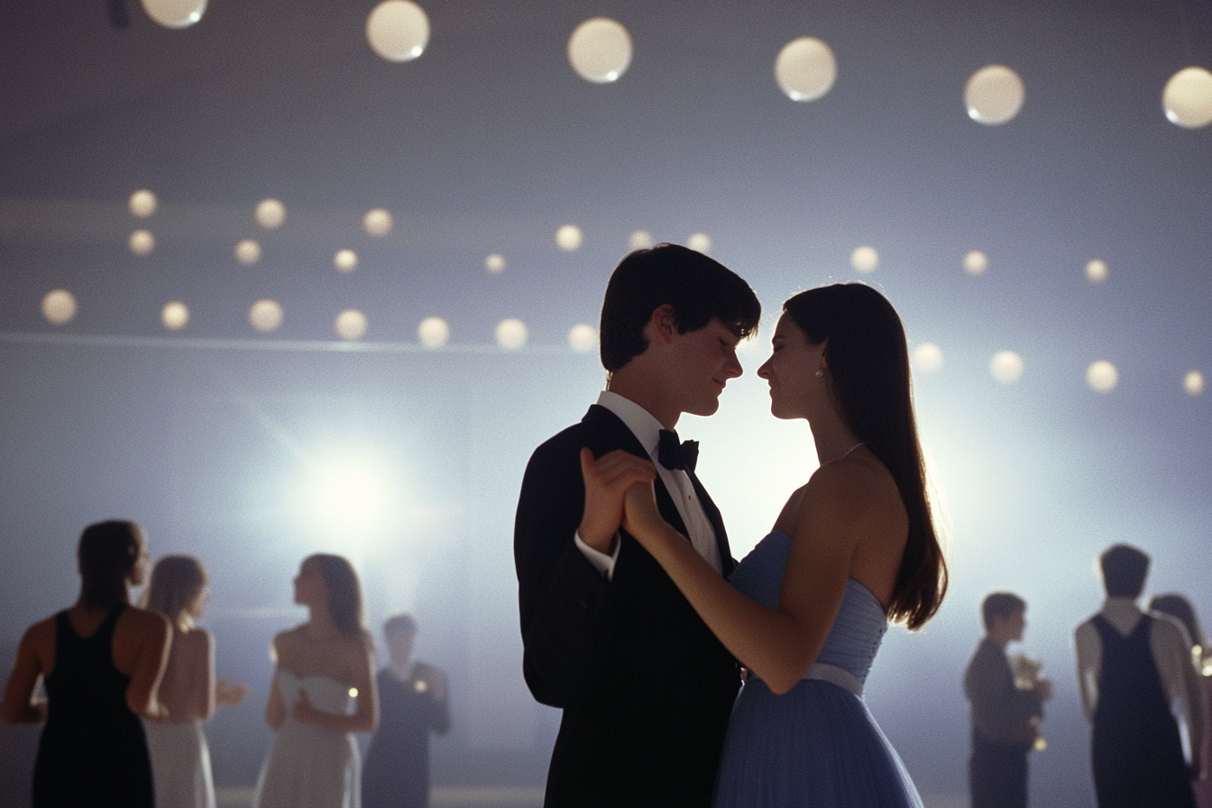 Ein tanzendes Teenagerpaar beim Abschlussball | Quelle: Midjourney