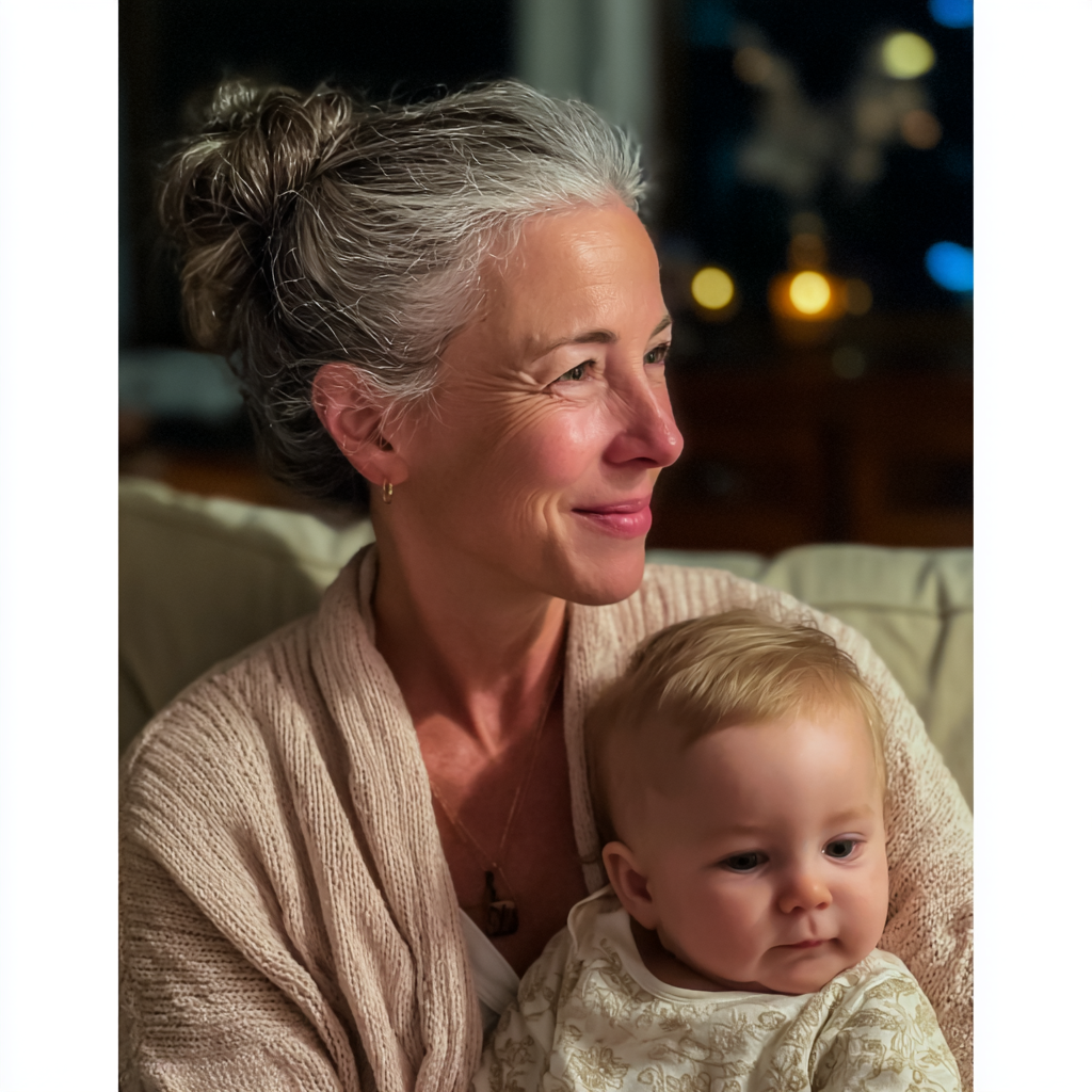 Eine lächelnde Frau, die ein Baby hält | Quelle: Midjourney